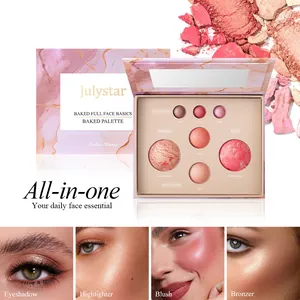 Palette de Maquillage Motif Marbre Poudre Cuite Fard à Joues Illuminateur Ombre à Paupières Ensemble Cosmétique Visage
