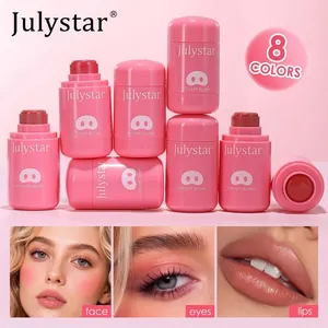 Julystar 8 colors hydrating lip and cheek blush stick for face eyes and lips application