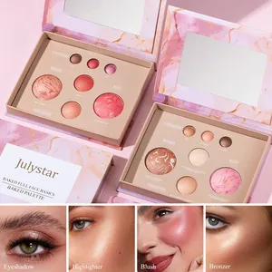 Palette de maquillage motif marbre avec fard à joues, enlumineur et bronzant