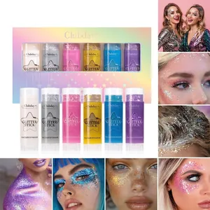 Clubday Mehrfarben Holografische Glitzer Stift Kit Für Gesicht Körper Haar Funkelnd Körper Highlighter Gel Stift Make-up Kit
