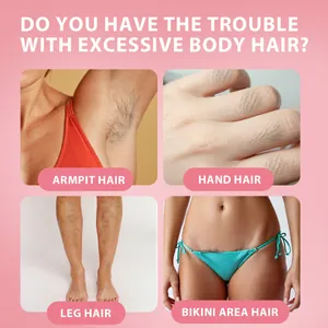 Infographic showing gentle hair removal cream results for armpit legs and bikini area hair