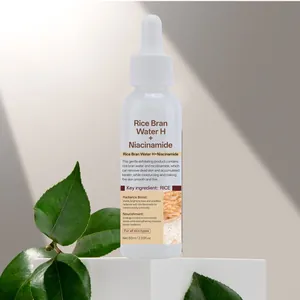 Close-up of Rice Bran Water H and Niacinamide ampoule bottle for gentle exfoliation.