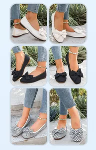 Vue détaillée de ballerines en résille respirantes avec grands nœuds en plusieurs couleurs