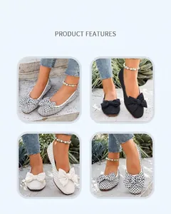 Collage de ballerines Mary Jane en maille avec détails de nœuds en divers motifs