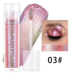 Shimmer chameleon liquid eyeshadow 03 featuring applicator brush and eye makeup swatch