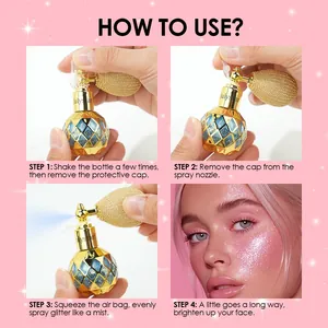 Λεπτομερής προβολή με οδηγίες βήμα προς βήμα για τη χρήση του σπρέι γκλίτερ highlighter