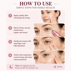 Guía de uso del sérum roll-on para ojos con retinol en 4 sencillos pasos detallados