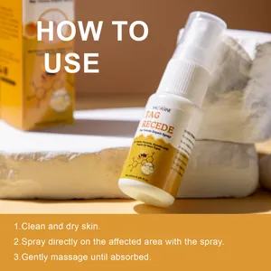 Instrucciones de uso paso a paso para el spray reparador de verrugas de veneno de abeja.