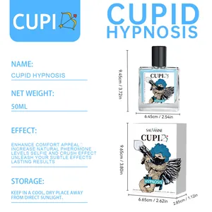 Detailed size and specs for Cupid Hypnosis 50ml perfume with blue angel illustration