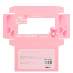Λεπτομέρεια συσκευασίας για σετ 4 blush sticks με θέμα ροζ αρκουδάκια