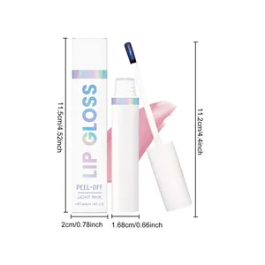 Lucidalabbra peel-off con dimensioni dettagliate e campione di colore rosa chiaro