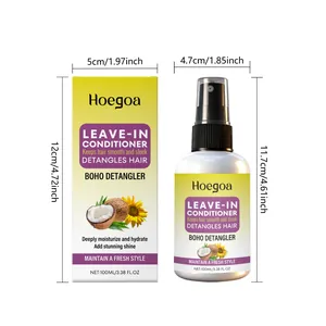 Dimensioni dello spray balsamo senza risciacquo Hoegoa 100ml e dettagli del pacco