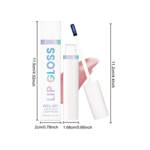 Detaillierte Maße von Peel-off Lipgloss Tube und Box in Light Rose mit Applikator