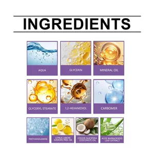 Liste d'ingrédients naturels pour lotion corporelle à la lavande et crème nourrissante