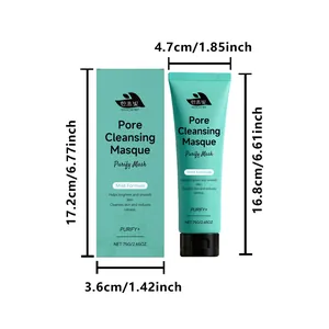 Detailed dimensions of HANCHOBIT pore cleansing masque tube and packaging box.