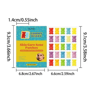 Specifiche dimensionali per scatola e foglio di patch anti-acne OUHOE Gummy Bear