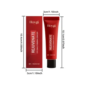 Size specifications for Hoygi rejuvenate eye bag firming eraser gel 15g tube and box.