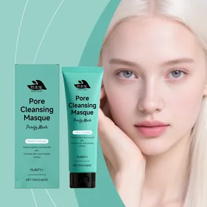 Detail shot of Hanchobit Pore Cleansing Masque with box and female model.