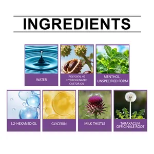 Detailoverzicht van ingrediënten van de neusinhalator, zoals menthol en glycerine.