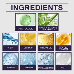 Close-up detail of OCEAURA foot cream ingredients including Salicylic Acid and Aloe extract