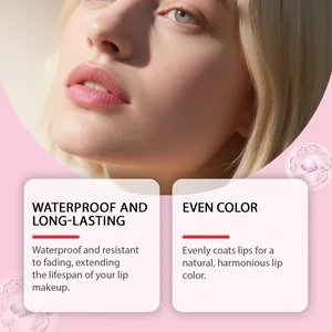 Dettaglio primo piano dell'effetto tinta labbra rosa naturale per un trucco a lunga durata