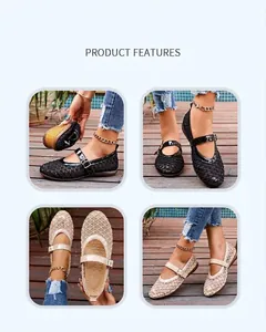 Chaussures plates Mary Jane en mesh respirant pour femme avec boucle