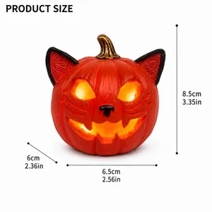 Detailed size specifications for cat-eared glowing pumpkin lantern Halloween decoration