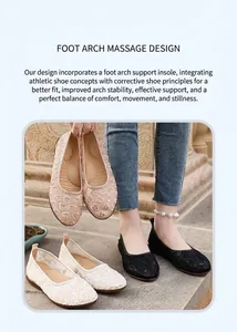 Chaussures plates en maille respirante avec broderie de cœurs et soutien de la voûte plantaire