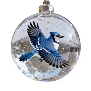 Nature Oiseaux Chat Cristal Look Verre Balle Ornement Suspendu ABS Transparent Sphère Décorative Pour Noël Fête Maison Décor