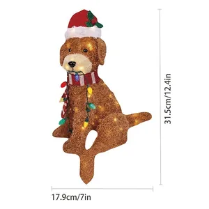 Detalles de dimensiones del perro luminoso decorativo de jardín de Navidad