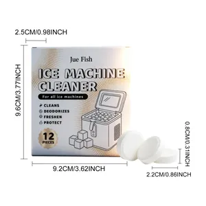 Dimensions détaillées des pastilles de détartrage Jue Fish pour machine à glaçons