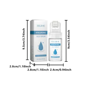 Size dimensions for EELHOE Hyaluronic Acid Microneedle Serum 10ml bottle and retail box