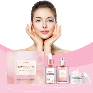 Set de regalo de cuidado de la piel rosa EELHOE con suero, crema y perfume de lirio dulce.