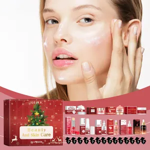 Vista detallada del calendario de adviento de belleza de 24 días EELHOE con productos