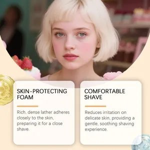 Detailed view of rich, dense shaving foam for skin-protecting gentle shave