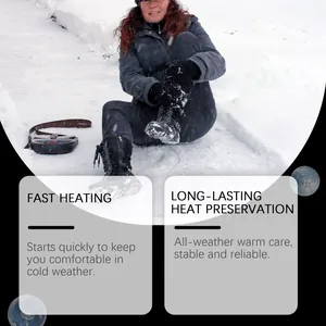 Outdoor boots detail showing heated insoles for fast heating in cold winter weather