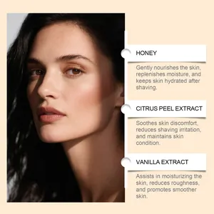 Details of shaving soap ingredients like Honey, Citrus Peel and Vanilla for skin nourishment