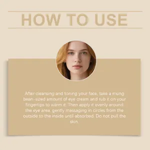 Detailed instruction guide showing how to apply moisturizing eye cream correctly