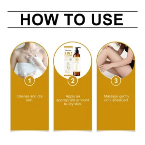 Detailed three-step instruction guide for OCEAURA lemon body lotion application on dry skin