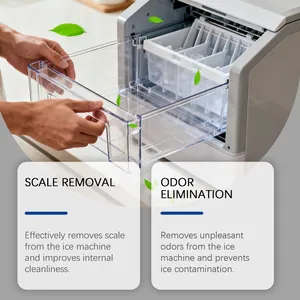 Vue détaillée de la machine à glaçons avec détartrage et élimination des odeurs.