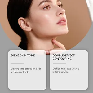 Detailed view of flawless skin finish using ivory brightening foundation stick.