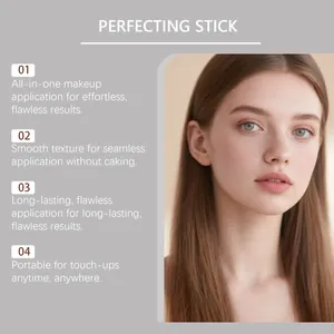 Close-up of model face showing smooth and flawless result with perfecting foundation stick