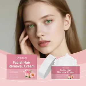 Crème Dépilatoire Douce pour le Visage OceAura Parfum Pêche pour Femme Nettoyage des Poils du Visage et des Lèvres Soin Hydratant