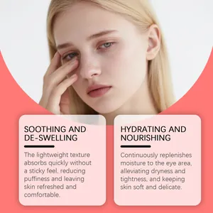 Soothing and hydrating eye gel benefits detail with nourishing skin care text