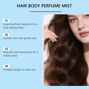 Détails des bienfaits du parfum pour cheveux et corps avec des cheveux ondulés sains.