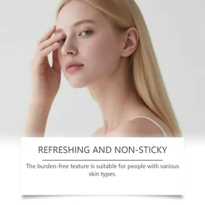 Modella con pelle chiara che mostra l'effetto rinfrescante e non appiccicoso dei patch
