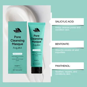 Macro detail view of HANCHOBIT salicylic acid pore cleansing clay mask tube and box