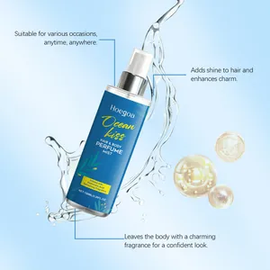 Détail de la brume parfumée Hoegoa Ocean Kiss pour cheveux et corps avec éclats d'eau fraîche