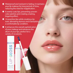 Dettaglio del gloss per labbra peel-off con finitura liscia e brillante
