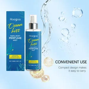 Vue détaillée du parfum Hoegoa Ocean Kiss pour cheveux et corps avec jet d'eau rafraîchissant.